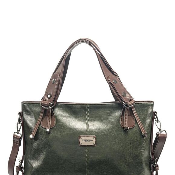 Fsiomo Satchel Pu Leather Dark Green Leather Tote Bag New No Tags - Picture 4 of 7